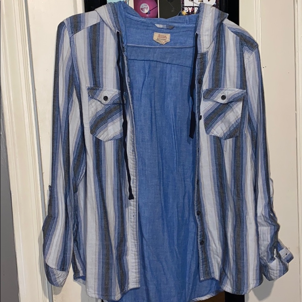 Boston Traders hooded button up flannel